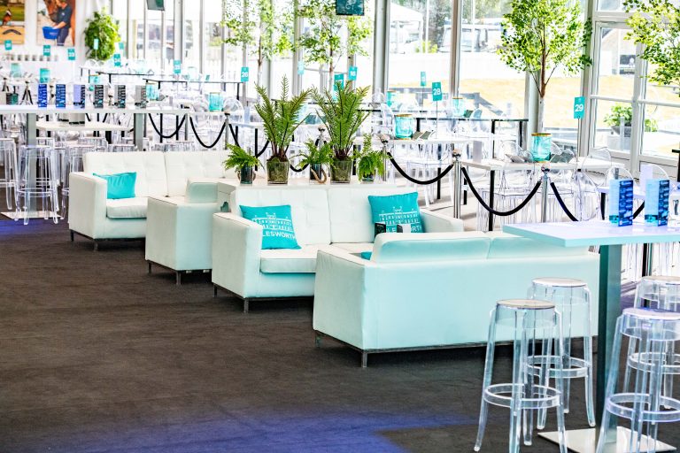 Interior of the Bolesworth hospitality marquee, showcasing luxury, class and a vip experience.
