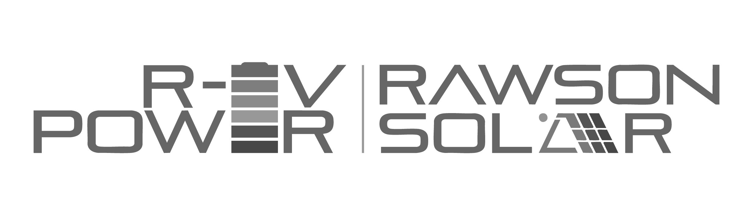 Rawson Solar logo featuring a stylized solar panel and energy-themed typography on a transparent background.